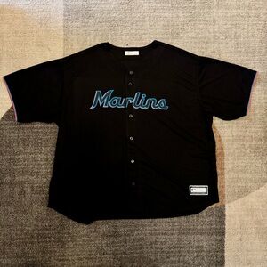MLB Genuine Merchandise Miami Marlins Black Button-Up Baseball Jersey 4XL